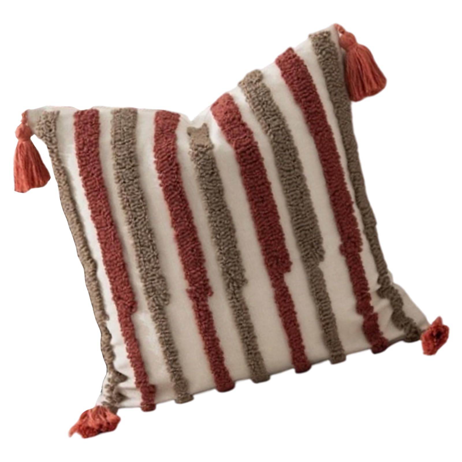Xinsheinelry Cotton Linen Pillow Cover 45cm Square Size Tufted Throw Cushion with Stylish Fringe Design Sofa Decors Sofa Bed Pillow