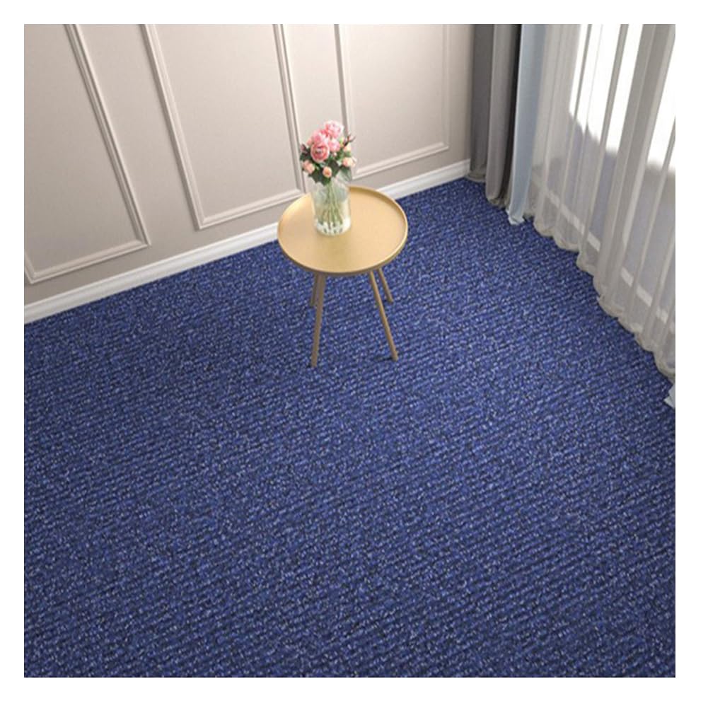 30x30cm Teppichfliesen Selbstklebender, Strapazierfähiger Teppich Bodenbelag Selbstklebend Rutschfest Teppichboden für Büro, Wohnzimmer, Schlafzimmer,Blau,20 Stücke