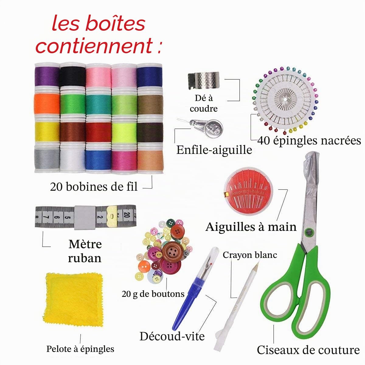 D&D Boîte de couture organisateur de rangement de kit de couture pour la maison et un usage quotidien (rose)