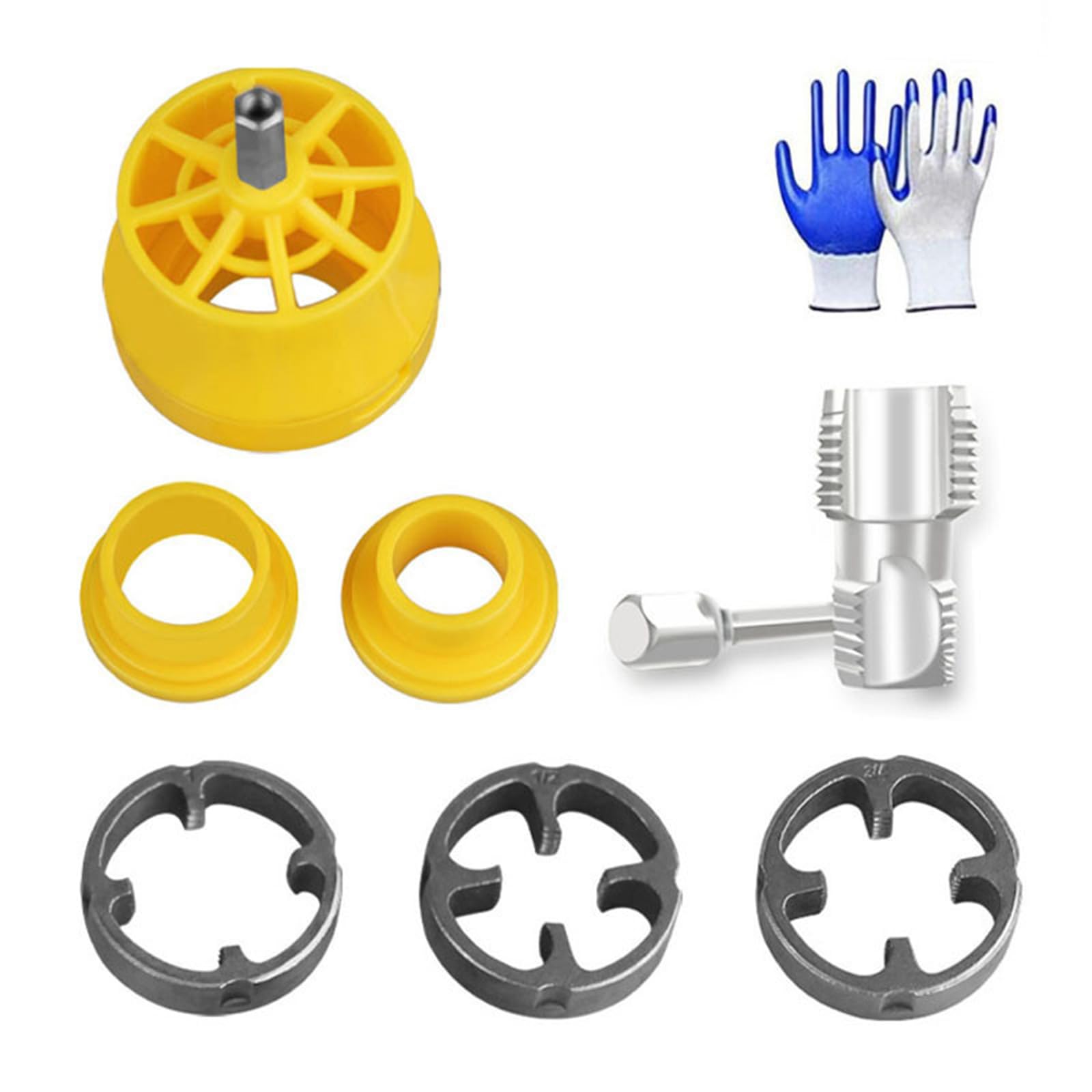 Xjdzineq PVC Thread Maker Tool for Electric Drill Pipe Threader Set with Dies Multipurpose Threader Plumbing Tool Die PVC Thread Cutter