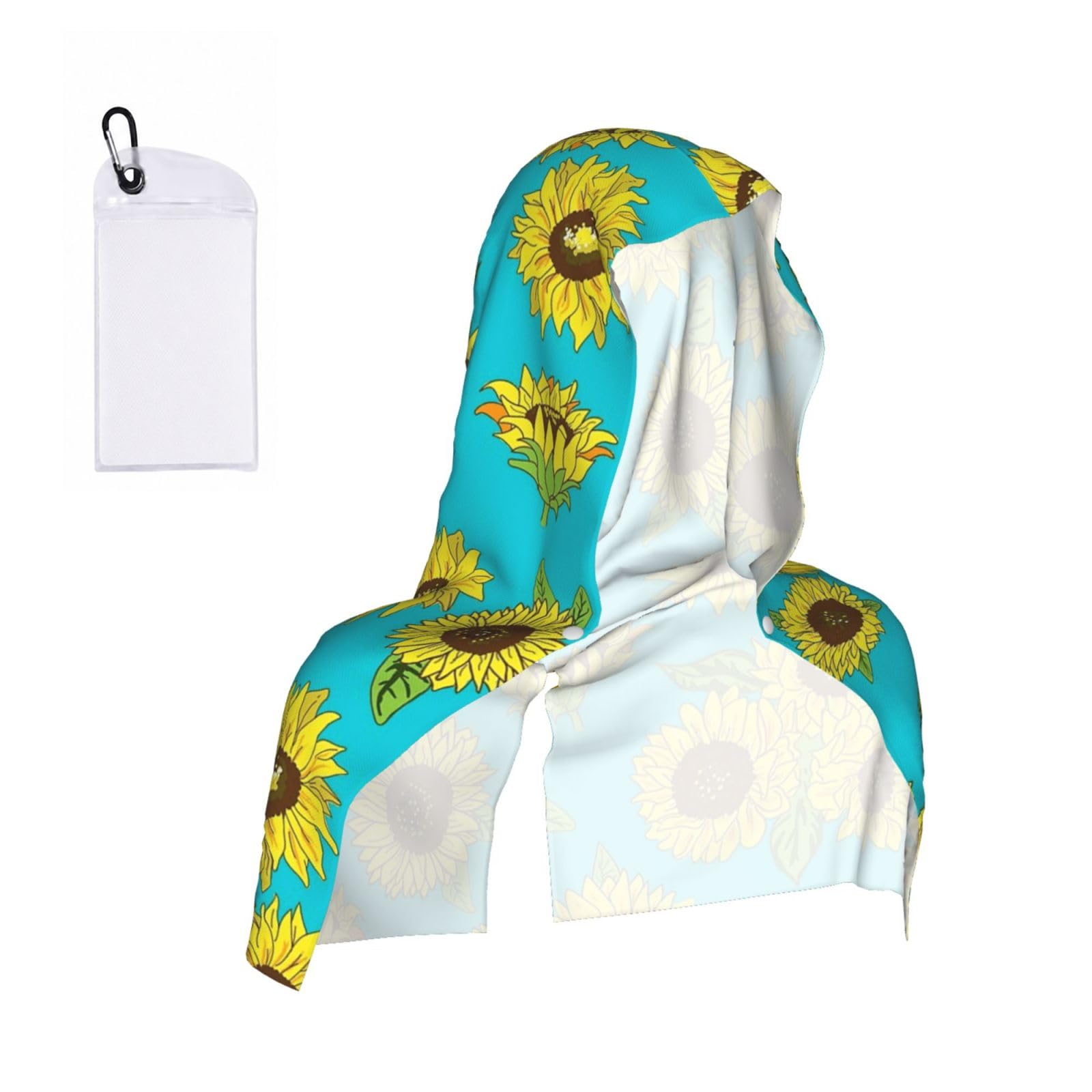 Sunflowers Pattern Print Cooling Hoodie Towel, Cooling Towels For Neck And Face, Quick Drying Absorbent Cooling Head Towel Beach Camping Gym Construction(2pcs)
