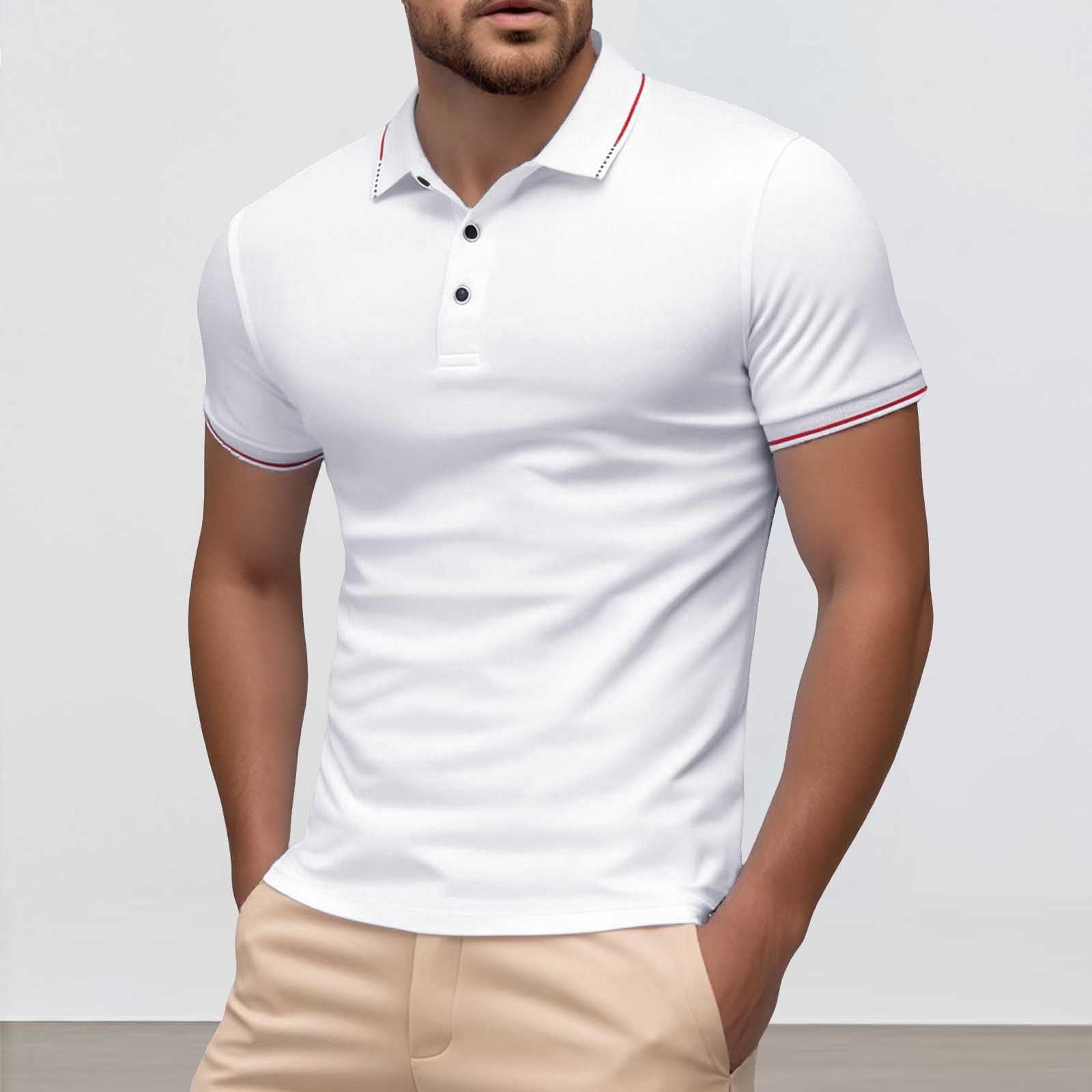 Polo pour homme - Mode d'été - Soie - Col en V - Manches courtes