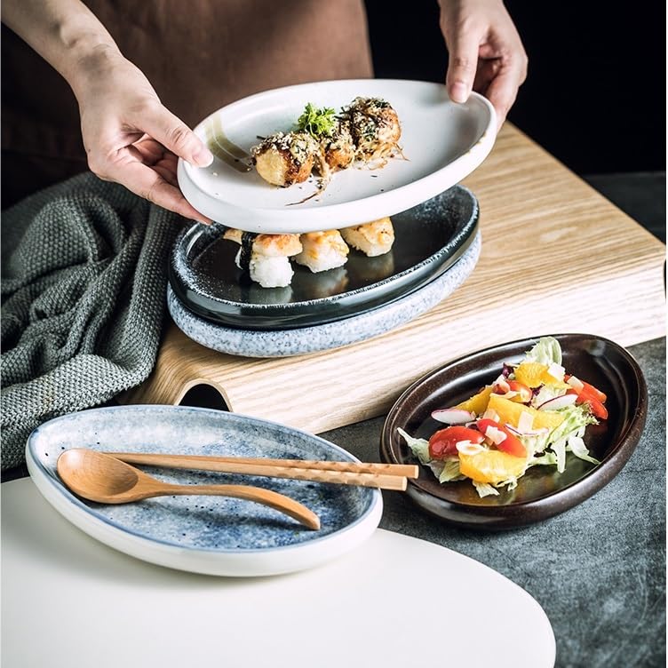 Talerze obiadowe nieregularne talerze kreatywne naczynia ceramiczne do domu talerz restauracyjny talerz do hotelu talerz do sushi talerz rybny talerz do makaronu (A)