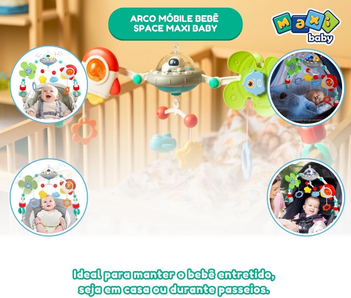 Maxi Baby Móbile Bebê Arco Para Carrinho e Berço Space