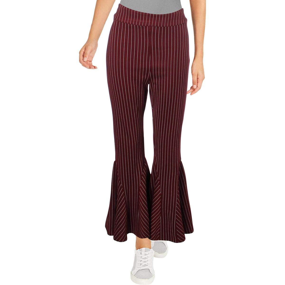 Free People Womens Mari Striped Bell Bottom Wide Leg Pants Red 6