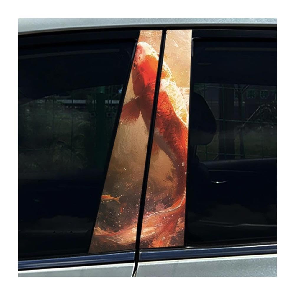 Body Parts 2PCS Auto Center Column Decals Graffiti Koi Carp Tiger Dragon Car B Pillar Sticker Waterproof(C)