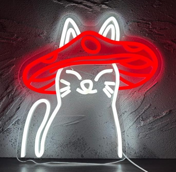 SG PRINT Mushroom Cats Neon Sign, Led Neon Signs for Wall Decor, Man Cave Game Room Decor, Bar Wedding Bar Bedroom Wall Decor Party Christmas Birthday Art-image-46