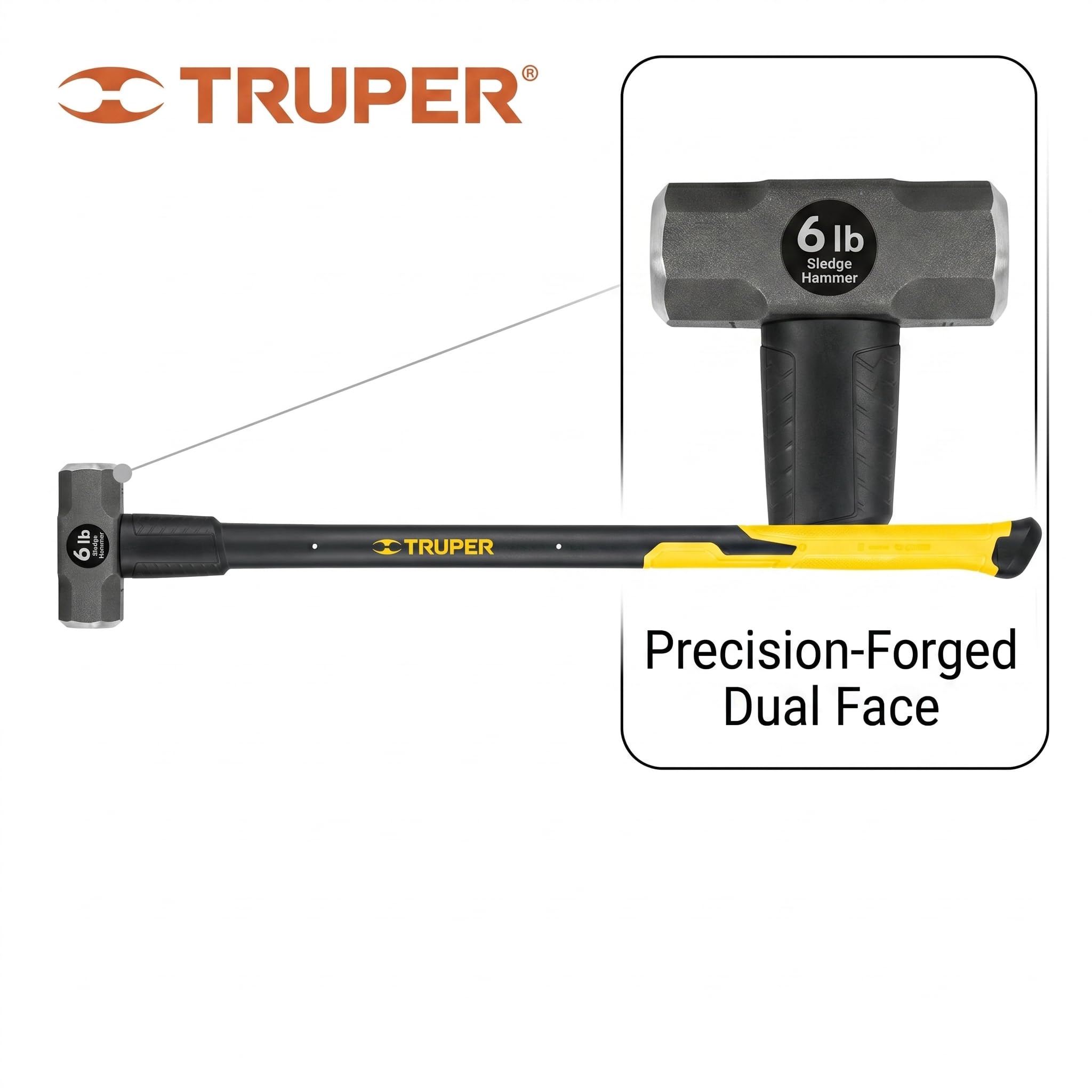 Truper 30928 6-Pound Sledge Hammer Fiberglass Handle with Rubber Grip 36-Inch product thumbnail 5