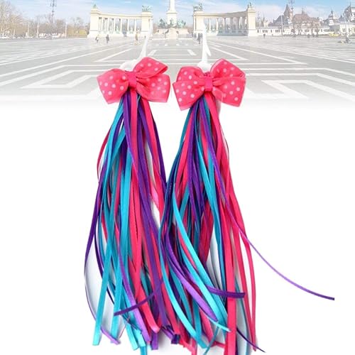 Miniatura 8 de 1 par de serpentinas de bicicleta coloridas empuñaduras de manillar de bicicleta, cintas de borla, enrolladoras de bicicleta arco iris para scooter,