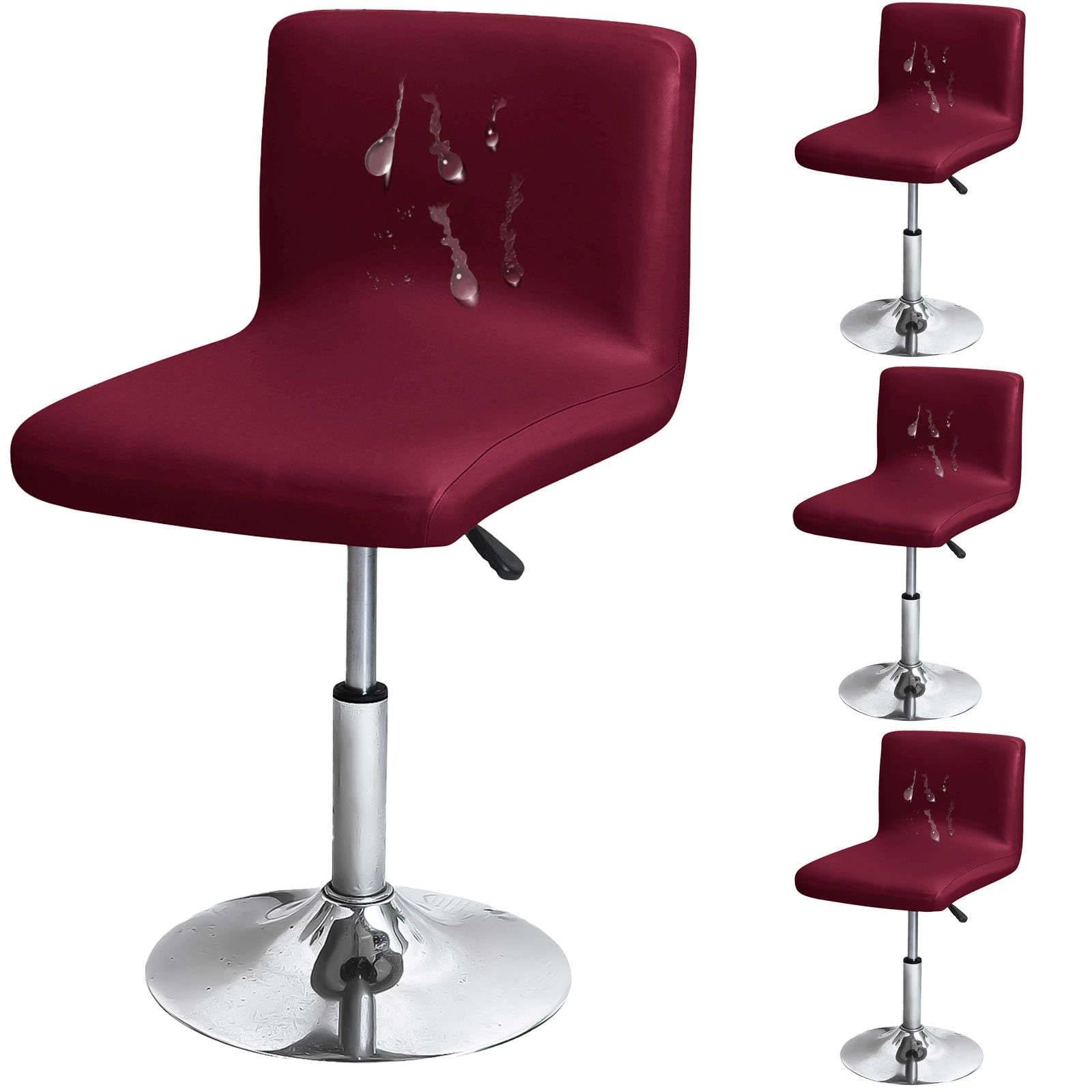 ZRCYXDW 4 Pack Waterproof Bar stool covers, PU Leather bar stool chair covers with backs Swivel Pub Counter Stool Covers Removable stool cover for Dining Room coffee-wine red-4 pack
