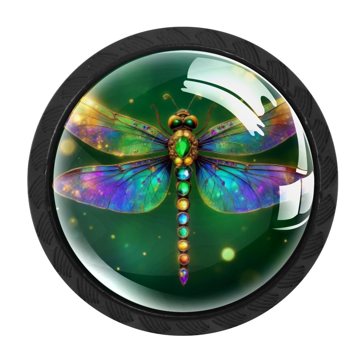 HEOEH 4 PCS Kitchen Cabinet Knobs, Dragonfly Drawer Knobs Dresser Handles