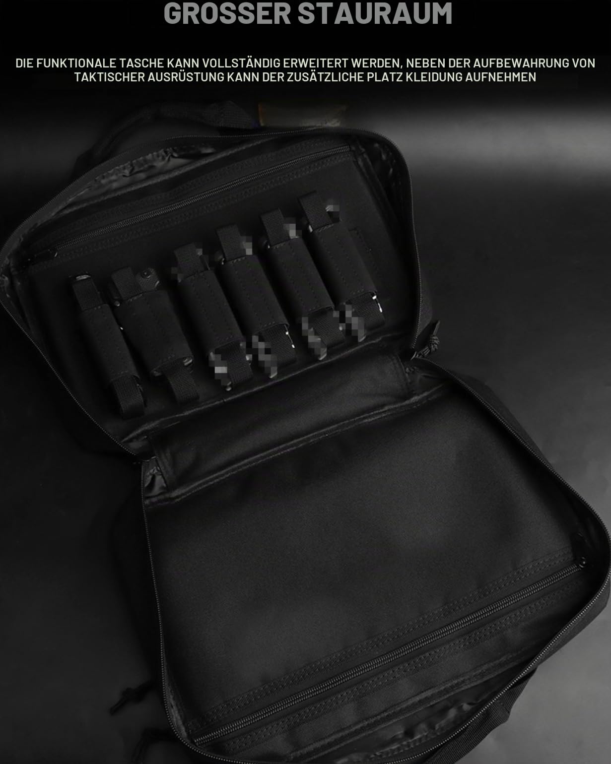 Peminkoo Tactical Expert Funktionstasche, abschließbares Pistolengehäuse, integrierter elastischer 9-mm-Befestigungsgurt, multifunktionale Anti-Diebstahl-Handtasche mit großer Kapazität