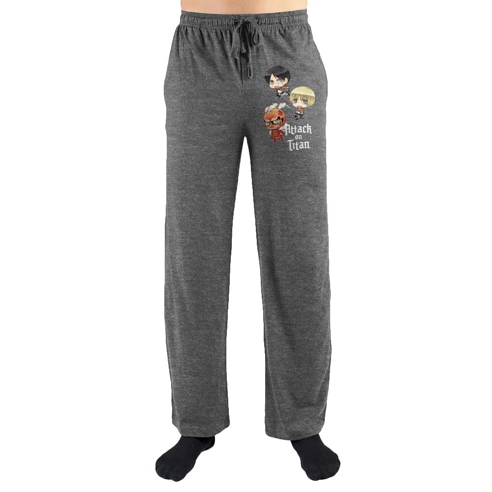 Attack on Titan Chibi Character Art Men's Graphite Heather Sleep Pajama Pants