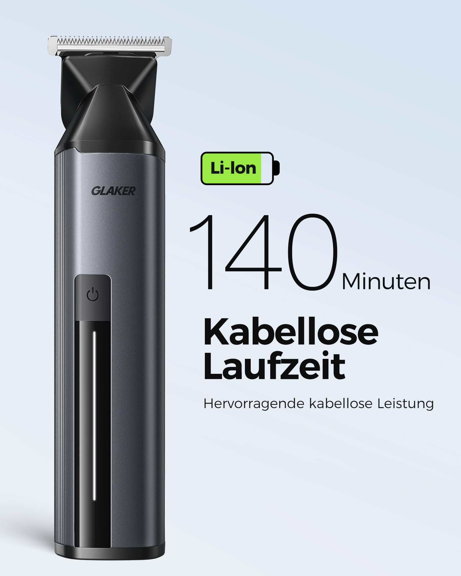 GLAKER Rasoio Elettrico Barba 6 in 1 – Regola Barba Elettrico Uomo Impermeabile per Barba, Capelli, Corpo, Parti Intime e Naso con Testine Intercambiabili