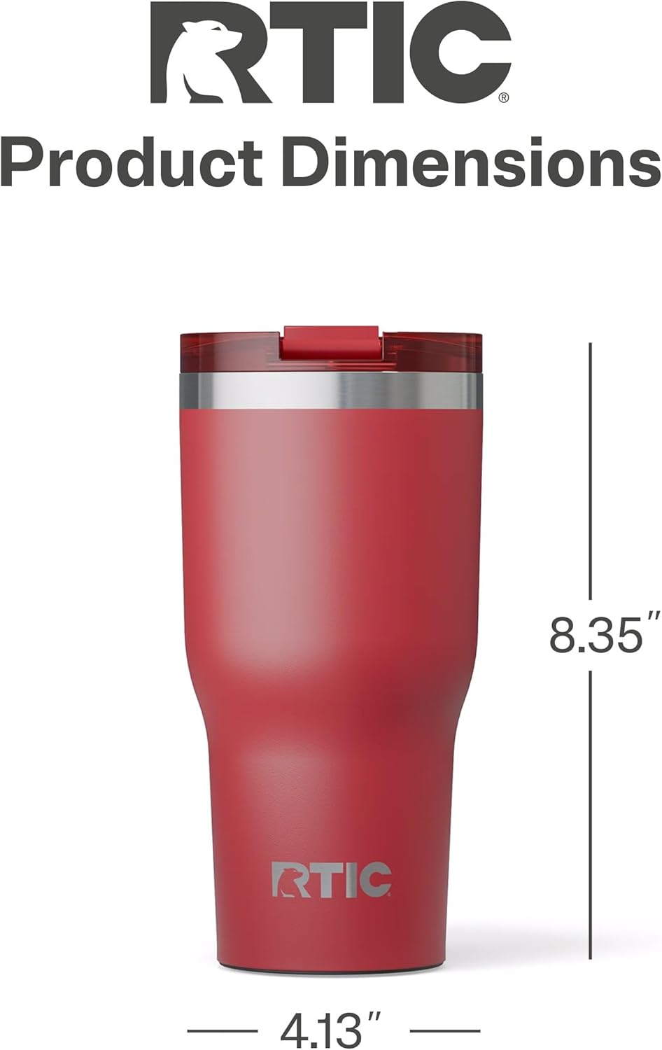 RTIC 30oz Essential Tumbler with Lid, Ceramic Lined, Insulated, Stainless Steel, Metal, Double Wall Vacuum-Insulation, Travel Cup for Iced Coffee, Tea, Hot and Cold Drink, Flag Red - Image 5