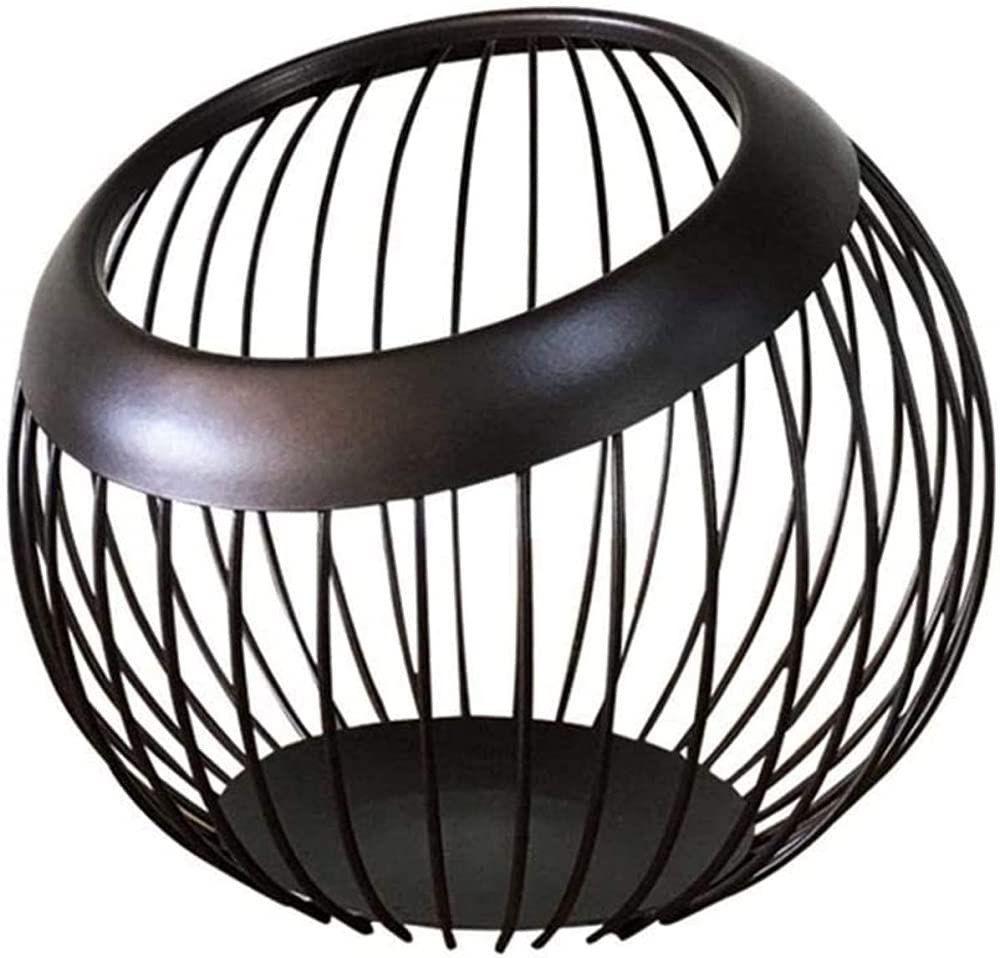 CNfhFRY fruit bowl， Metal Wire Fruit Vegetable Storage Bowls Kitchen Egg Baskets Holder Nordic Minimalism(Black)