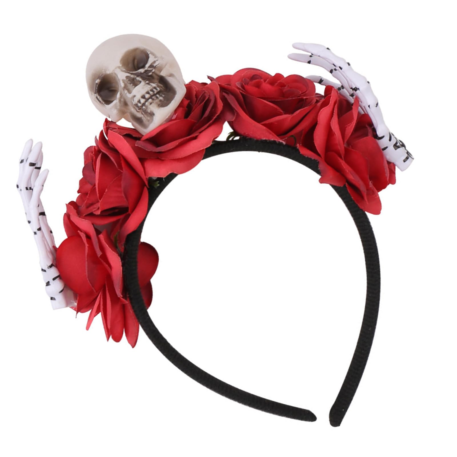 MICFENY Adjustable Black Skull Floral Headpiece NonWoven Fabric For Halloween Costume Parties Event
