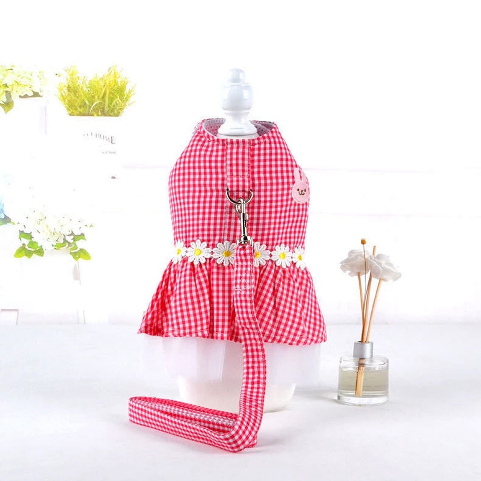 Outdoor Pet Clothes Dog Harness Dress Poodle Bichon Frise Pomeranian Schnauzer Dog Clothing Princess Costumes Pet Skirt Dropship (L,Pink)