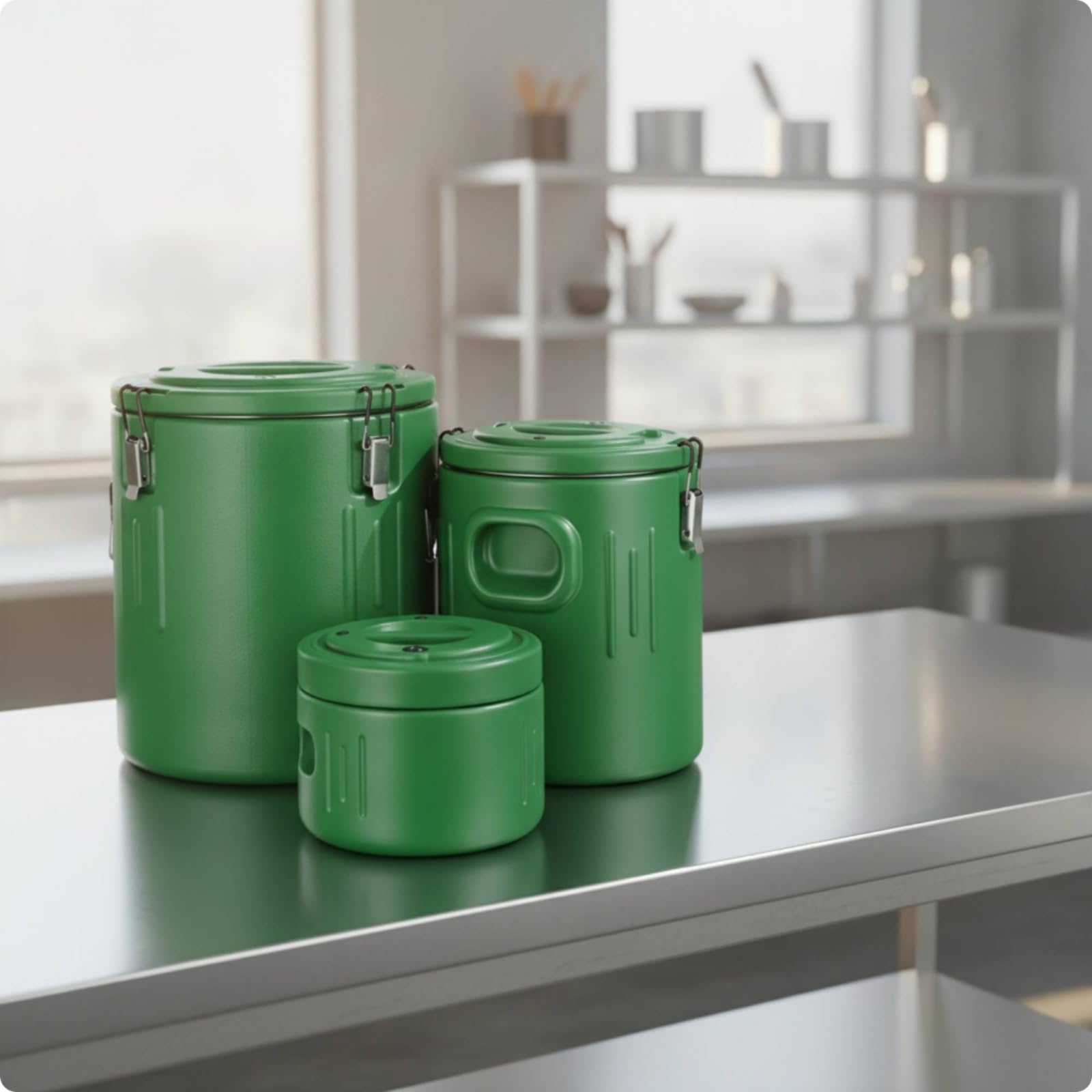 F Fityle 3 Piezas Cubo Isotérmico de Almacenamiento Contenedor Térmico Recipiente Conservador con Tapa Sellada y Pestillo Inoxidable con Asas Resistente para, Array, Rojo
