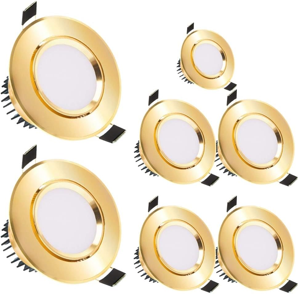 5W 4in LED Recessed Can Retrofit Light 7 Pack Aluminium LED Recessed Can Retrofit Light Gold Housing & Trim Kits 3CCT Switchable Color Temperature for Home Improvement