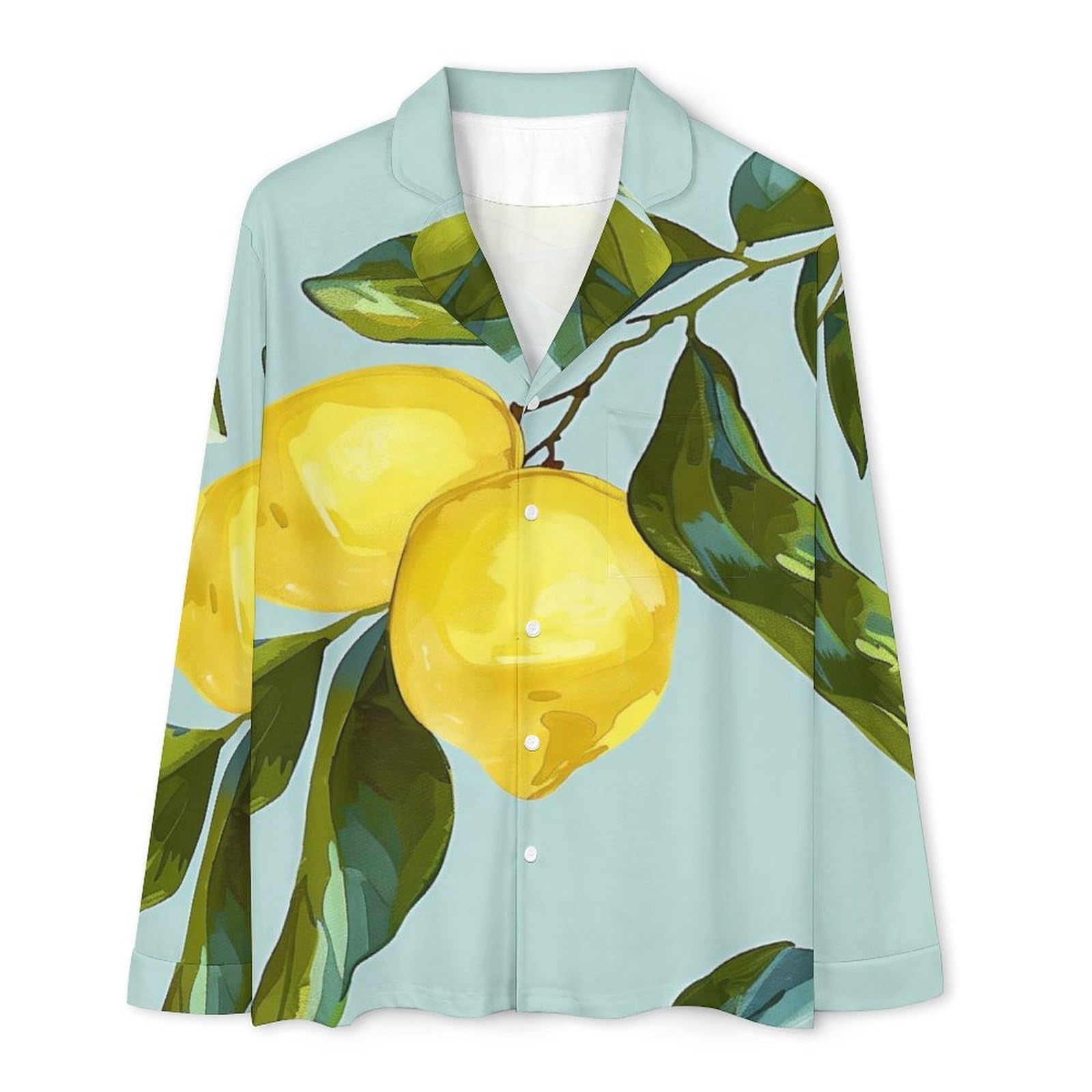 OLEETS Completo Pigiama da Uomo - Frutto di Limone Pigiama Invernale Completo con Top E Pantaloni 2 Pezzi Morbido E Confortevole Casual da Notte