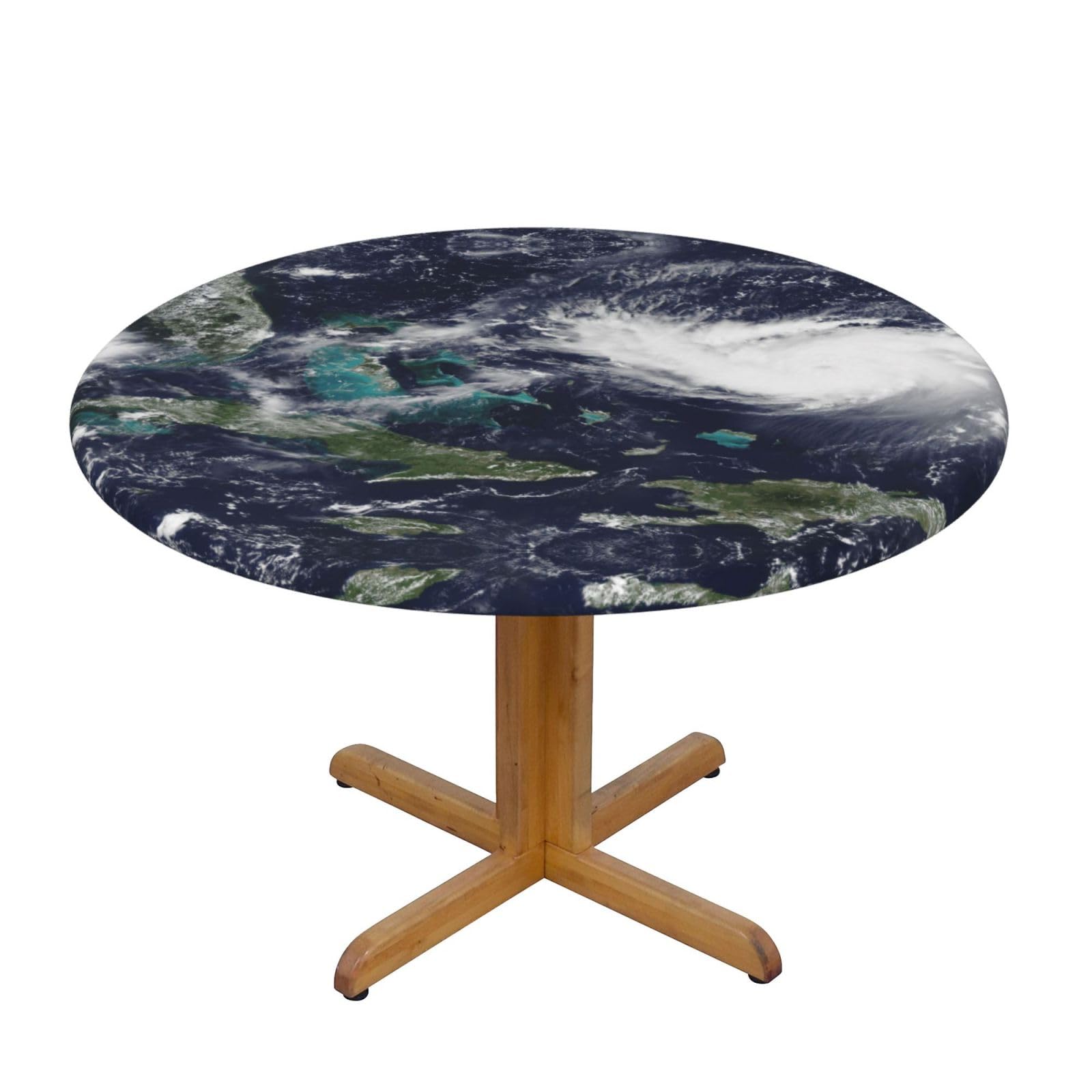 ESNAIUVCD Sea print Waterproof Round Tablecloth,Outdoor Table Cloth with Elastic Edged, Elastic Tablecloth Wipeable, Garden Table Cloth Suitable for sizes 90cm-140cm