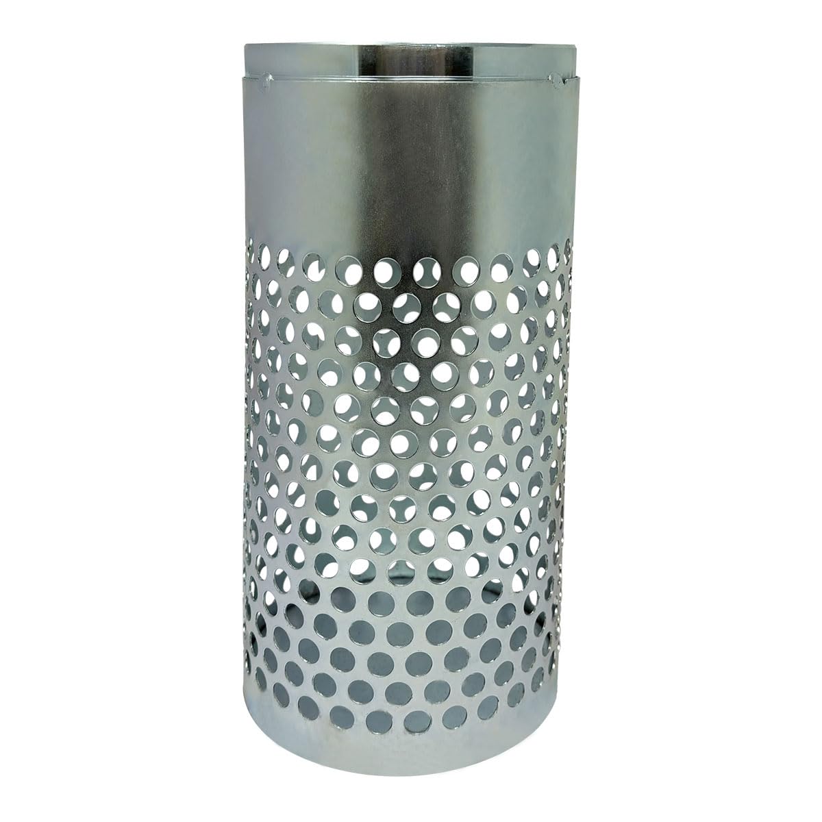 Gloxco 4" Long Style Suction Strainer, Round Hole, Zinc Plated Steel (STR-L400)