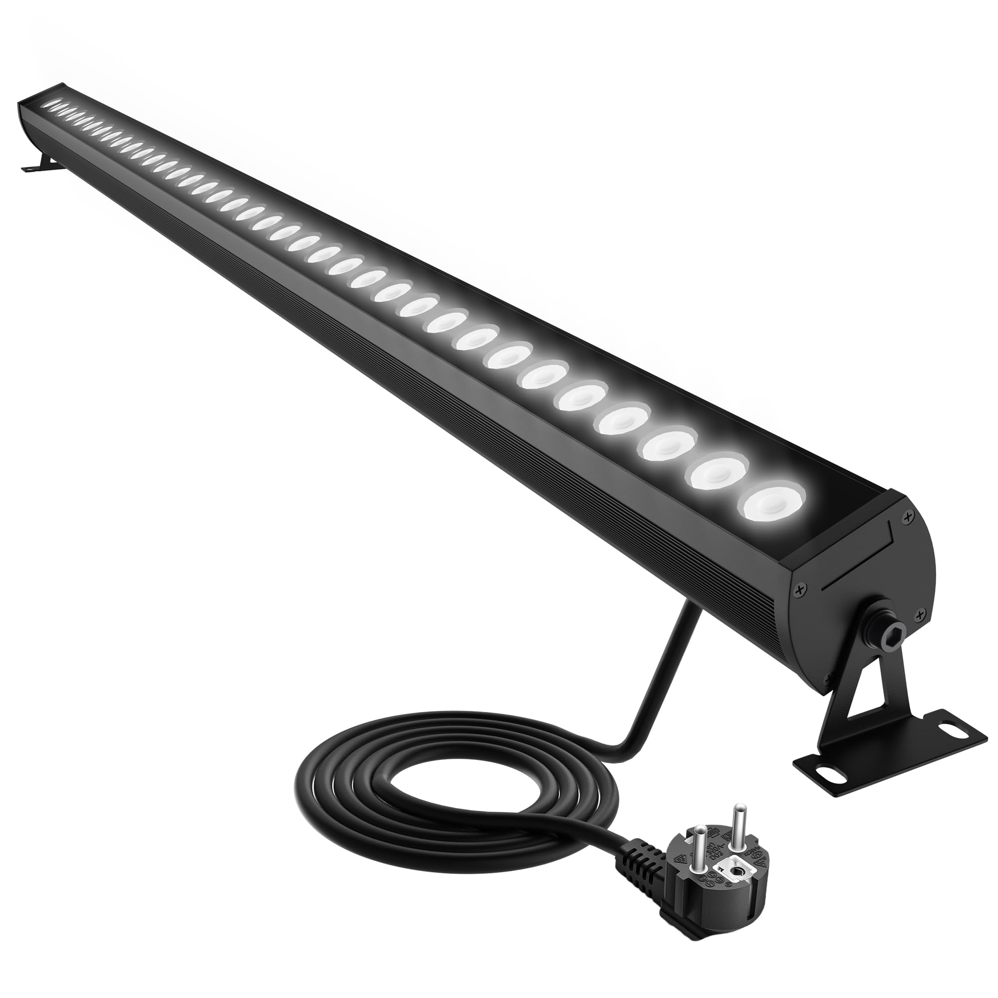 Proyector LED Exterior Barra de Luz LED 1 m, Foco LED Exterior 6000K Blanco Frío, IP65 Impermeable, Wall Washer para Jardín Patio Fachada, Soporte Giratorio 360°, Enchufe AC230V, Cable 2 m