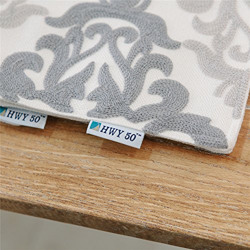 Hwy 50 Grey Gray Placemats Place Mats Set Of 4, For Kitchen Indoor Dining Room Table, Linen Cloth Heat Resistant Geometric Floral Embroidered Placemats 13X18 Inches #TOP6