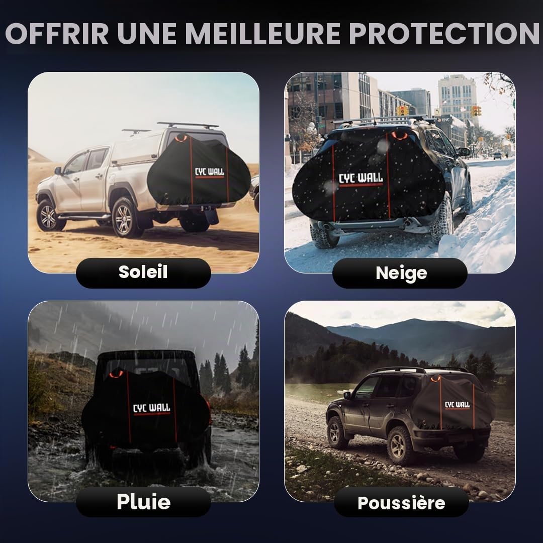 Housse de vélo d'extérieur 600D pour 2 vélos – Design réfléchissant anti-accident pour le rangement extérieur – Housse de pluie pour le transport de porte-bagages