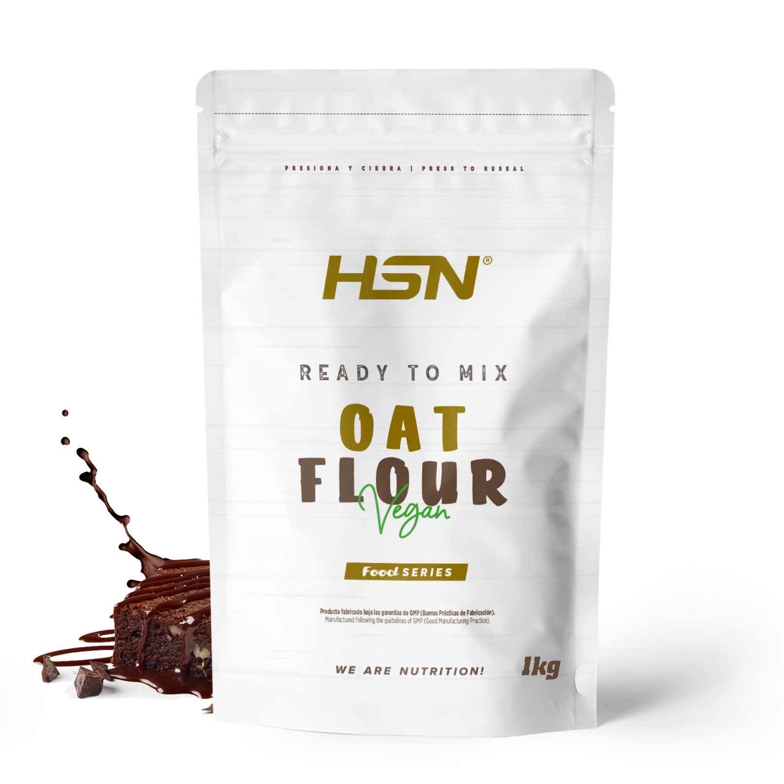 HSN Harina de Avena de Sabores Instantánea en Polvo | Brownie 1Kg = 20 Tomas por Envase | Sin Azúcares Añadidos | Ideal Tortitas de Avena, Batidos de Proteínas | No-​GMO, Vegano