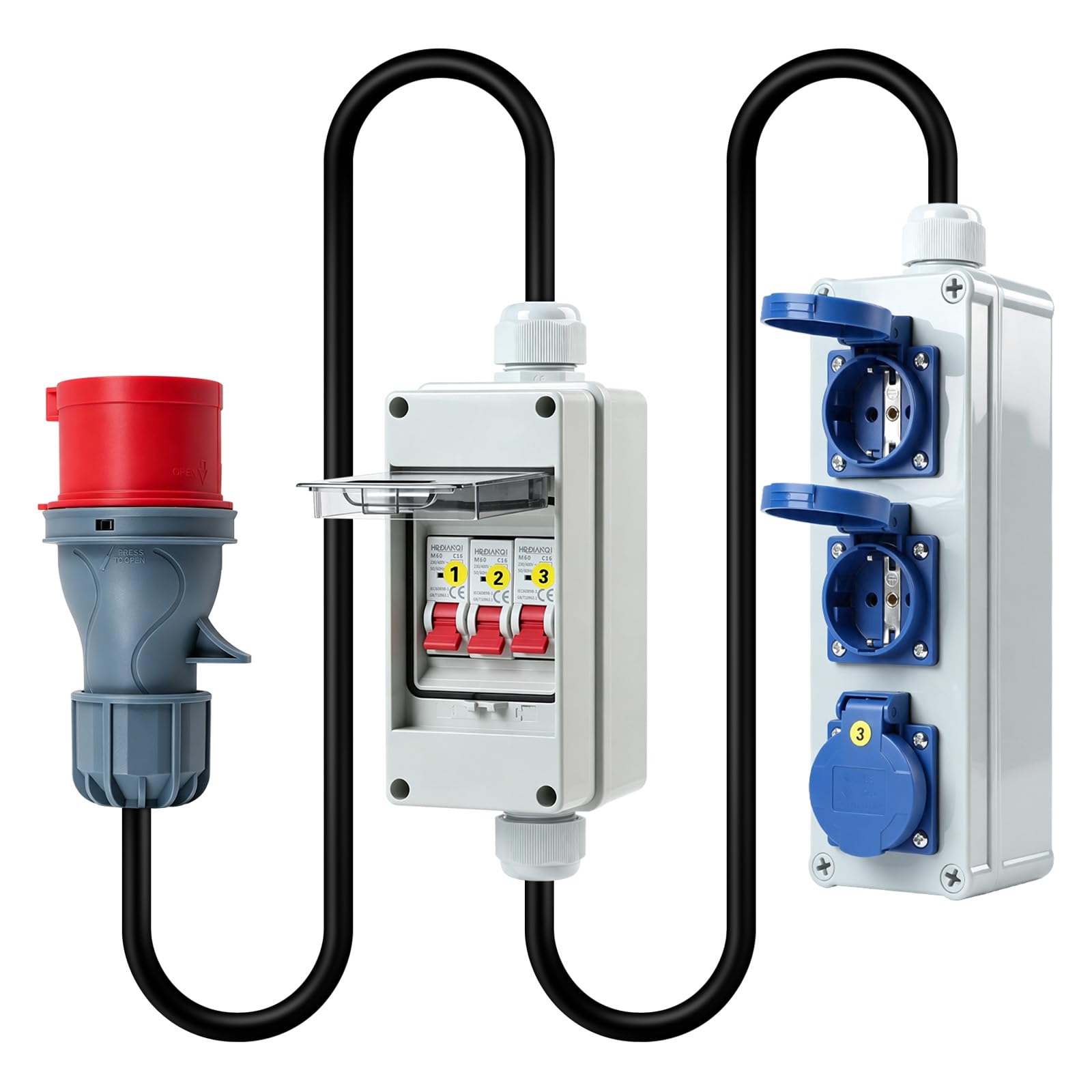 CPROSP Adaptador CEE 380V a 220V con interruptores de circuito, IP65/IP54