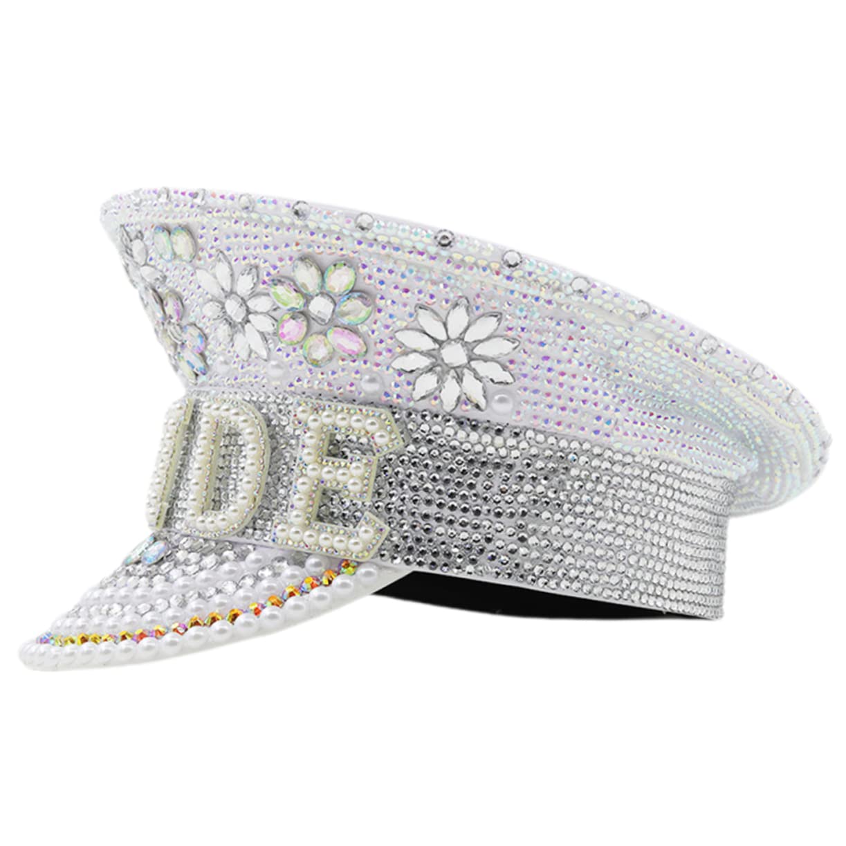 MAGICLULU Sombrero Blanco para Despedidas de Soltera Cómodo y Llamativo Incrustaciones de Rhinestones de Novia y Fiestas Obsequios