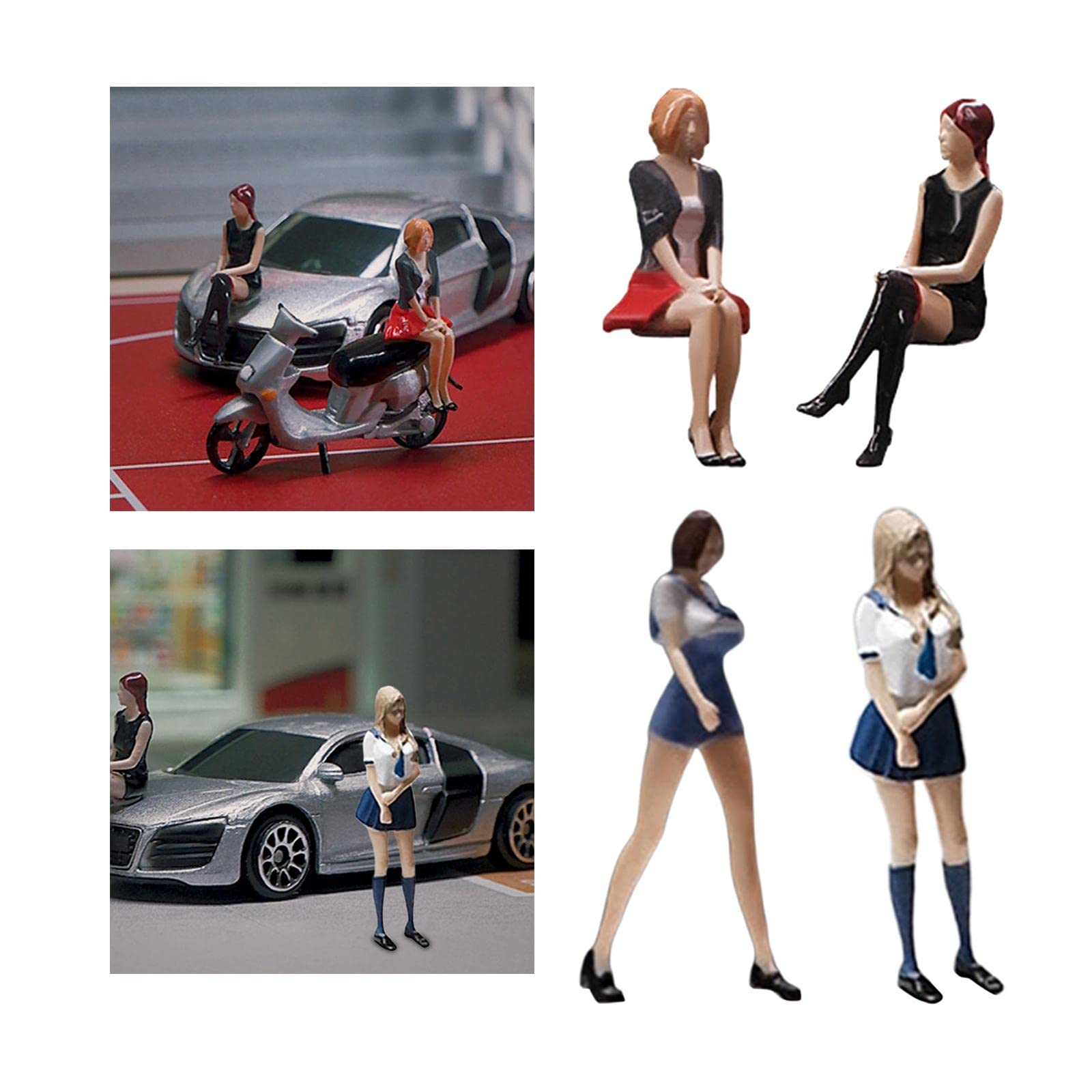 Resin 1:64 Girl Figure Handpainted for Diorama Scenery Collections Layout Sitting Red| Model Railroads & Trains | HO Scale | Parts & Accessories | Figures & People-picture-12