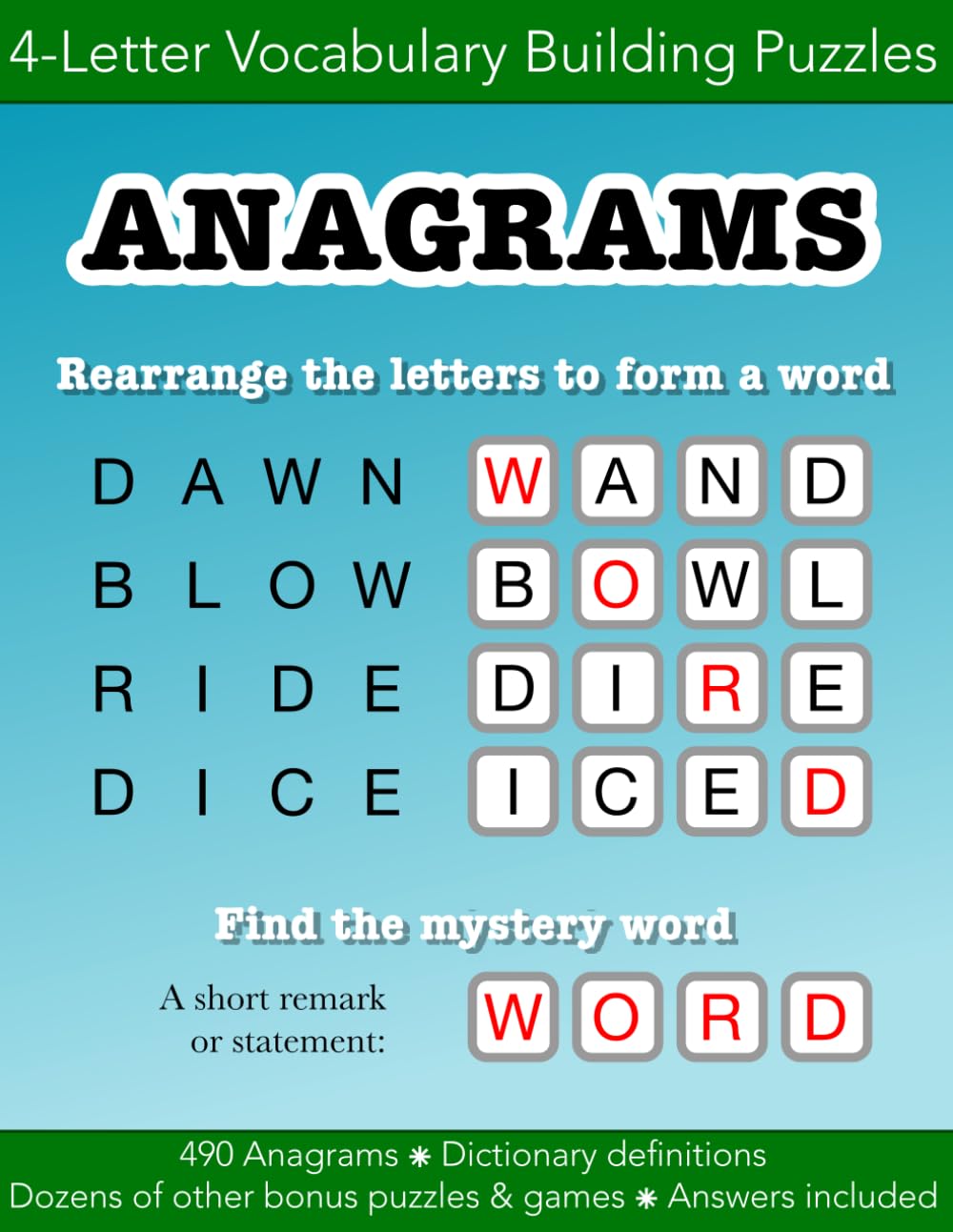 Anagrams 4-letter vocabulary building word puzzles and other games: Education resources by Bounce Learning Kids