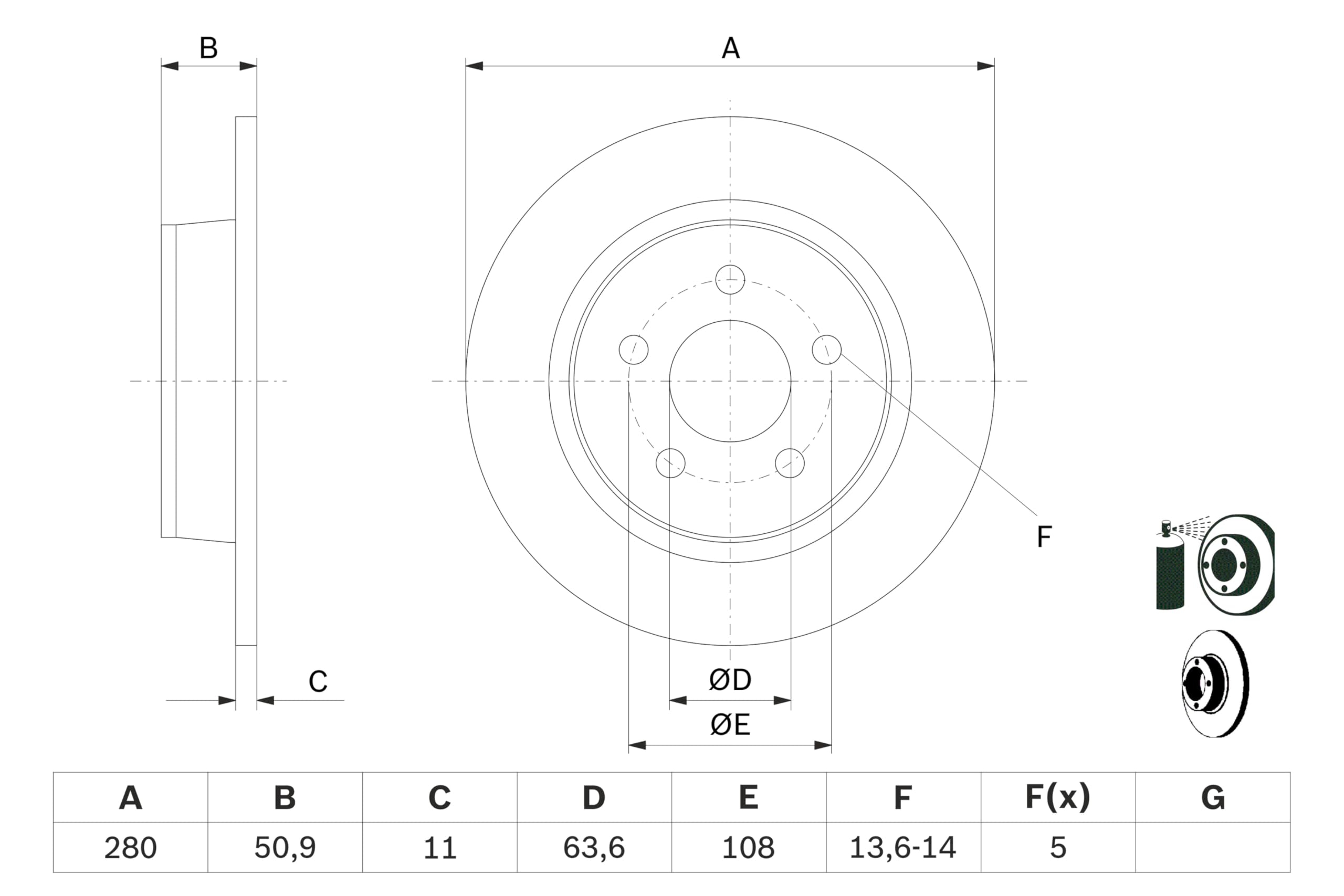 BOSCH 0 986 479 762, 2 szt Tarcze Hamulcowe tył 279,9mm