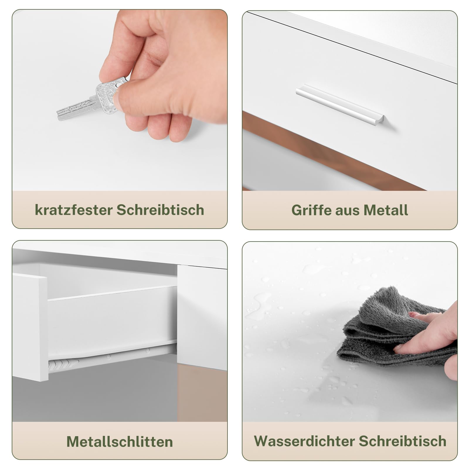 FIONESO 110cm Großer Schminktisch mit großem Spiegel und LED-Leuchten, Schminktisch mit 5 Schubladen, 2 offene Regale, Kosmetiktisch für Mädchen, Frauen und Schlafzimmer, Weiß
