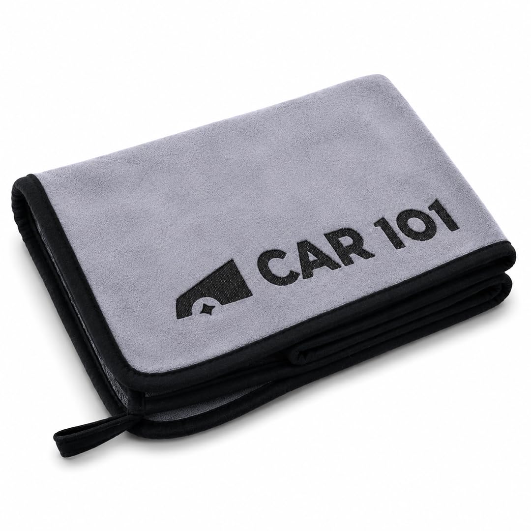CAR101 Microfiber Cloth - 1Pcs - 75x35 cm - 500 GSM - Grey | Multipurpose | Lint-Free | Superior Softness & High Absorbency | Microfibre Towels for Car, Bike & Household Cleaning-image-42