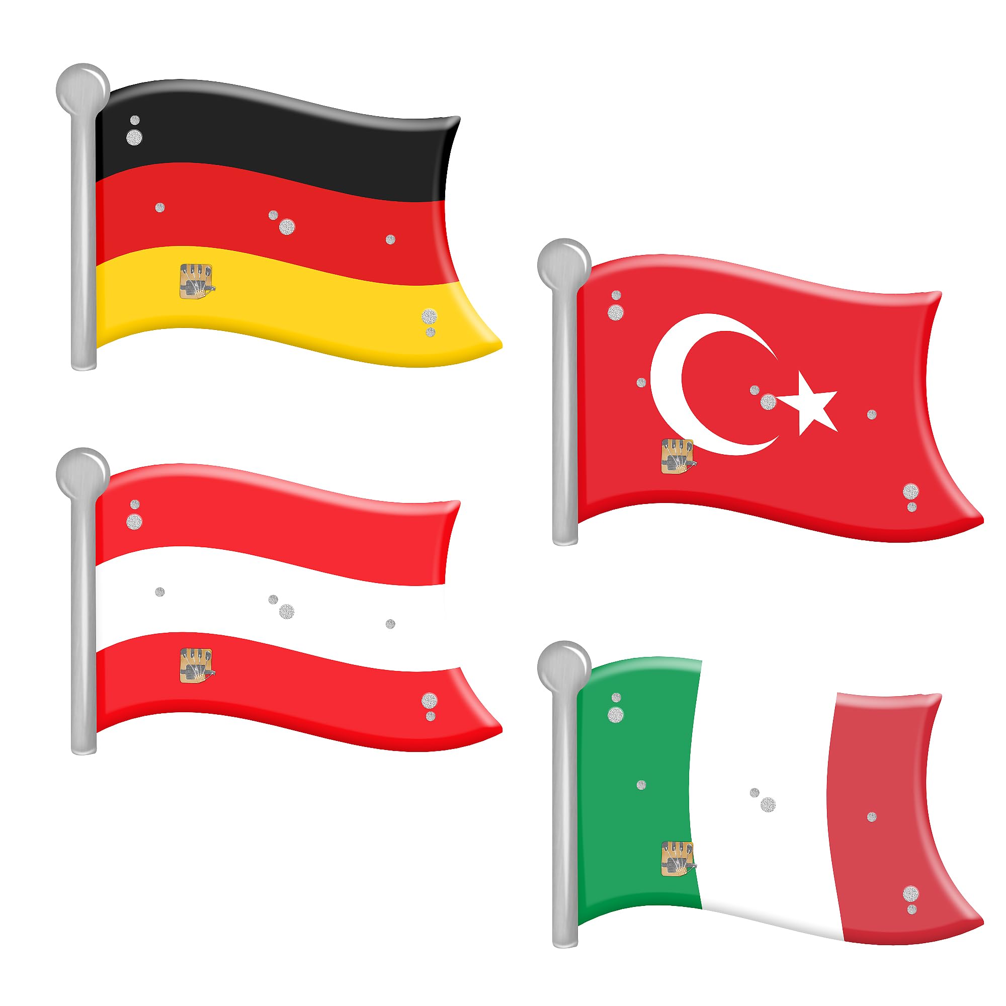 Anstecker mit Led Blinklicht inkl. Batterie Fussball Pin Fan Artikel Länderflagge Fussball WM