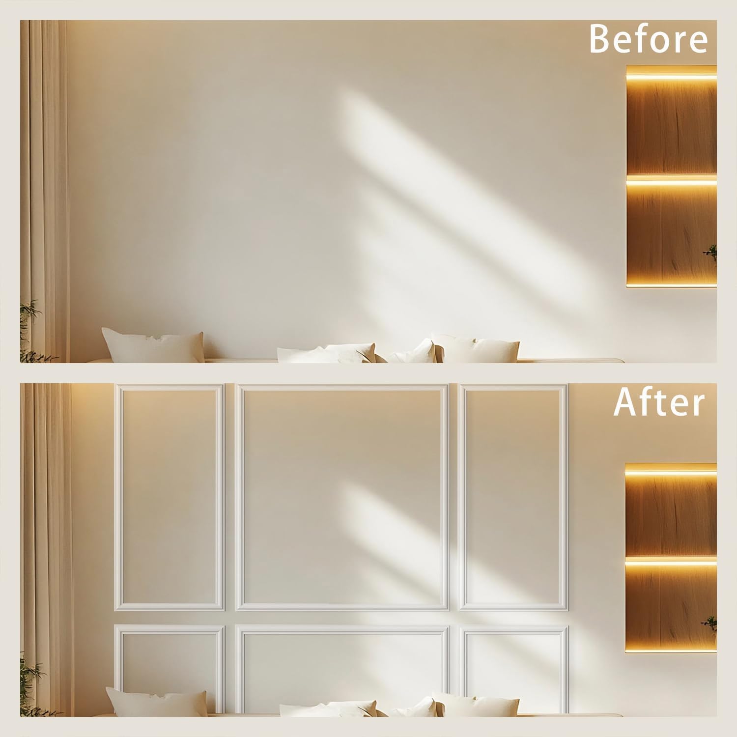Moulure Murale Garniture Murale Autocollante Moulure Adhesive à Décoller et à Coller Blanc Décoration Murale pour Carrelage, Miroir, Plafond, Sol, Panneau, Armoire (2.7cm*5)
