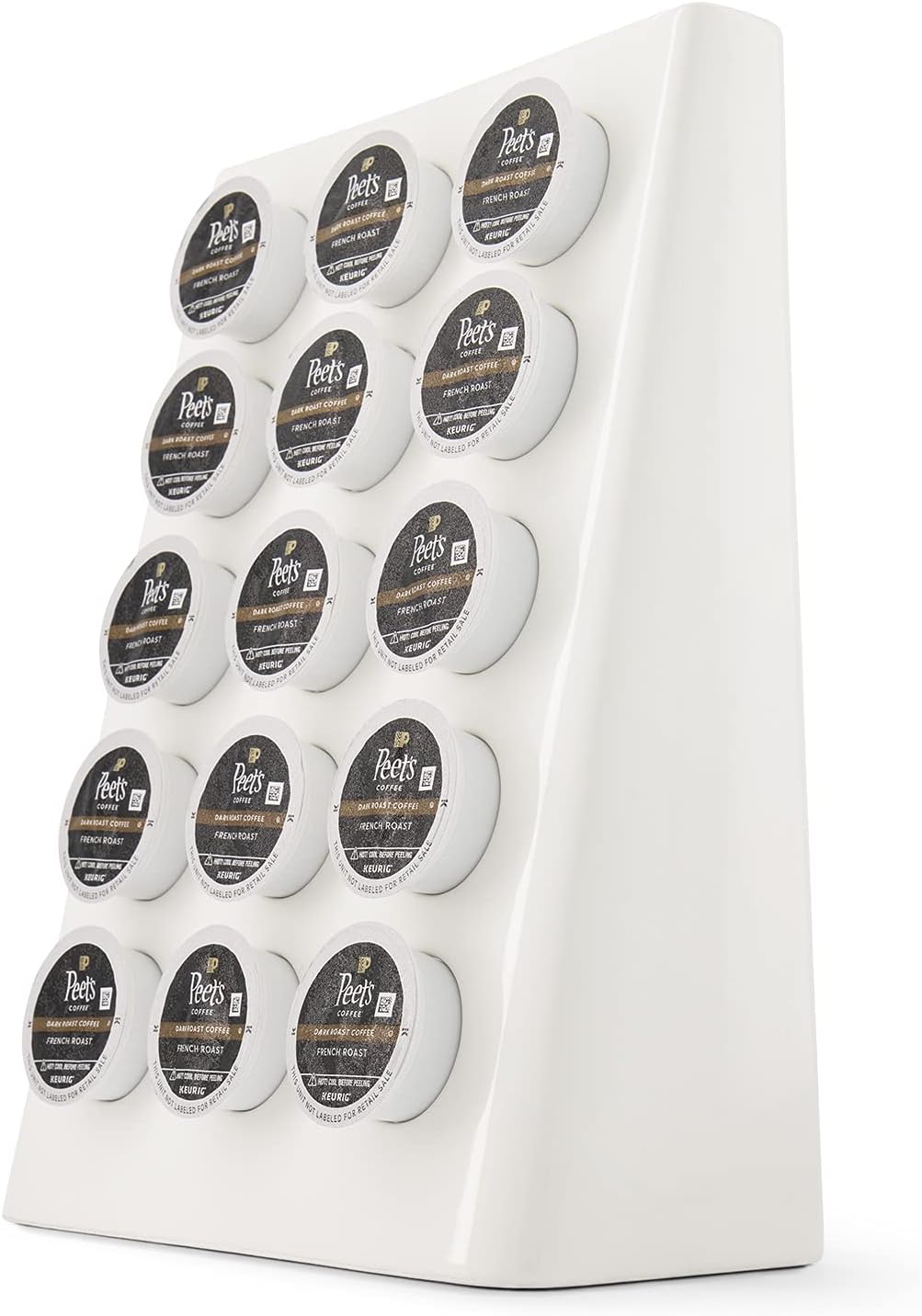 Rae Dunn by Magenta Daily Starters Coffee-Pod and Tea-Pod Holder for Disposable Pod Storage, Ceramic Holder, Coffee Bar Accessories