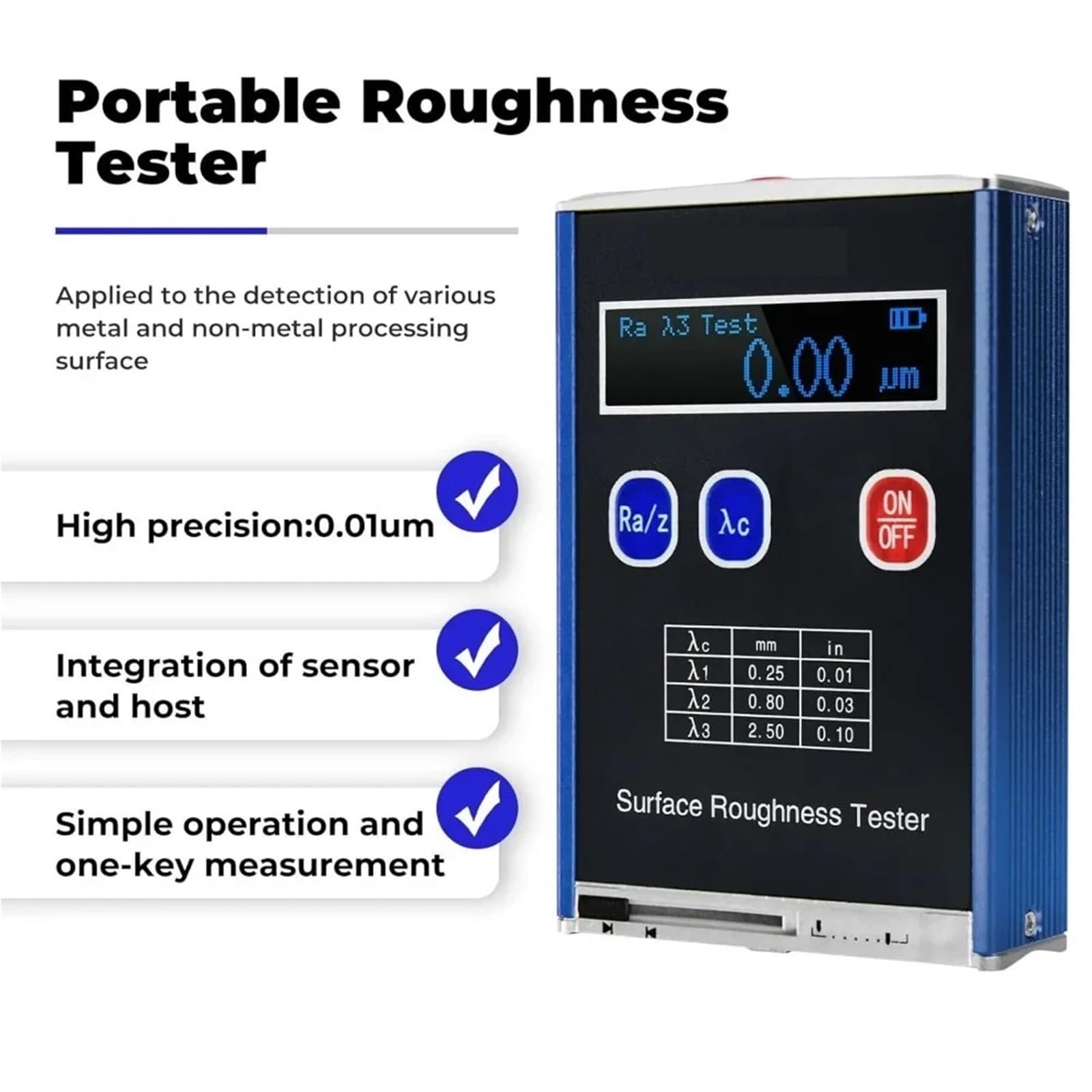 Rauheitstester, GSR710 Taschenoberflächenrauheitsmessgerät Tragbares hochpräzises digitales Rauheitsmessgerät Ra/Rz/Rq/Rt Handqualitätsprüfung