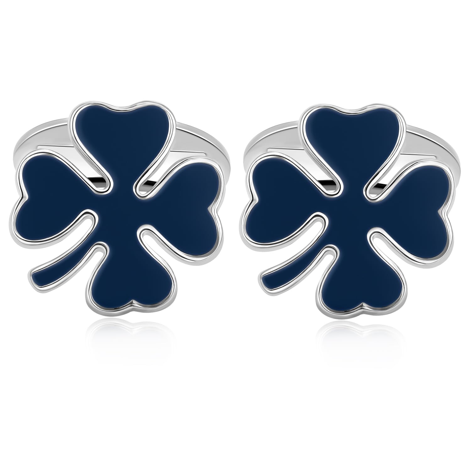 HONEY BEAR Gemelli Quadrifoglio fortunato - Rame per Uomo Camicia Business Regalo di Matrimonio,Blu marino