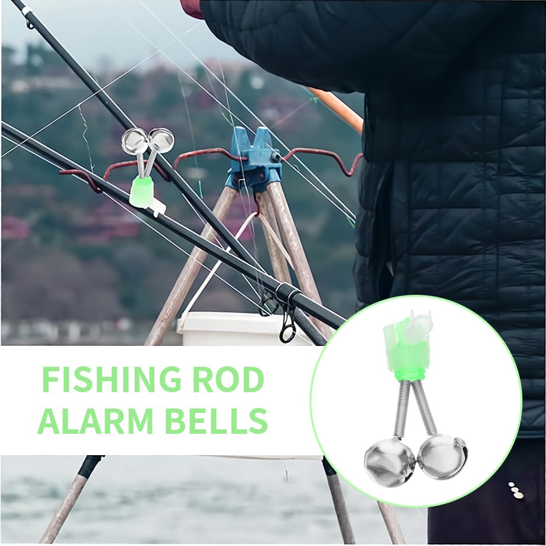 Cloche à poisson Alarme Canne à pêche Double cloche avec Lumière Pêche de nuit