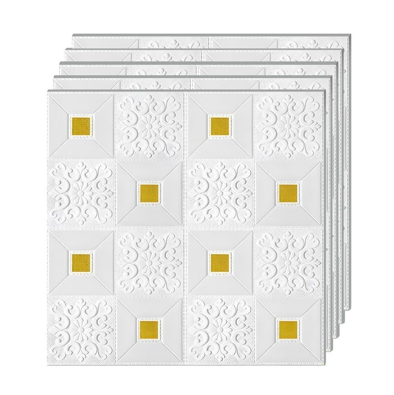 Curvescape 3D Flower Wallpaper for Wall Panels White Golden Self-Adhesive Wallpaper Ceiling Wall Paper for Wall Decor Bedroom Furniture Waterproof PE Foam Wooden 70x 77 cm (Pack of 1) (B0D7TR6QVR) Amazon Price History, Amazon Price Tracker