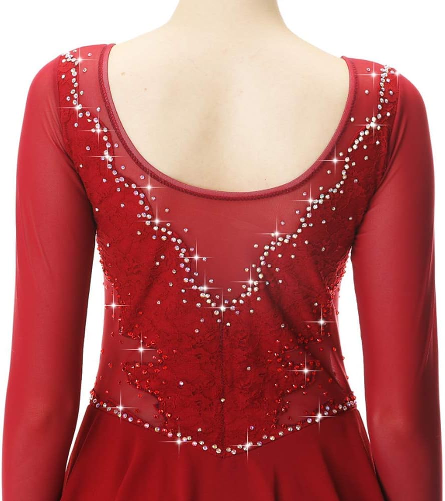 Ice Skating Competition Costume Figure Skating Dress for Ladies Roller Skating Winter Sportswear Elasticity