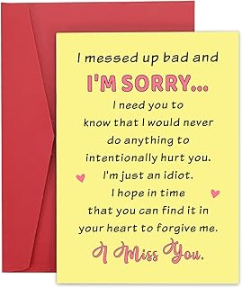 I'm Sorry Card for Boyfriend Girlfriend, Funny Apology Card for Him Her, I Messed Up Card for Men Women, I'm Sorry Gifts for Her, Forgive Me Card for Friends Family, Miss You Card, I'm Sorry Card