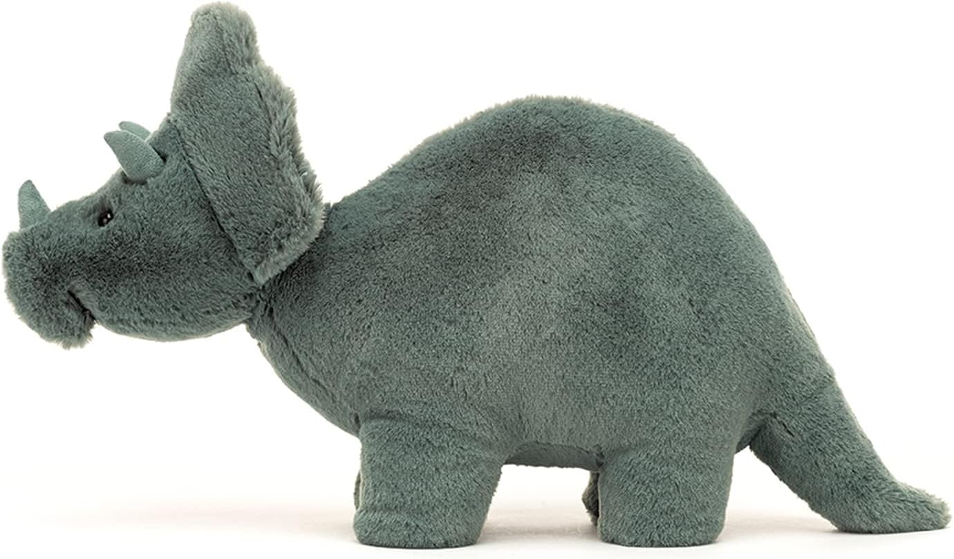 Jellycat Fossilly Triceratops Dinosaur Stuffed Animal, Medium 11.5 inches - Dinosaur Plush Toy - Classic Children's Gift