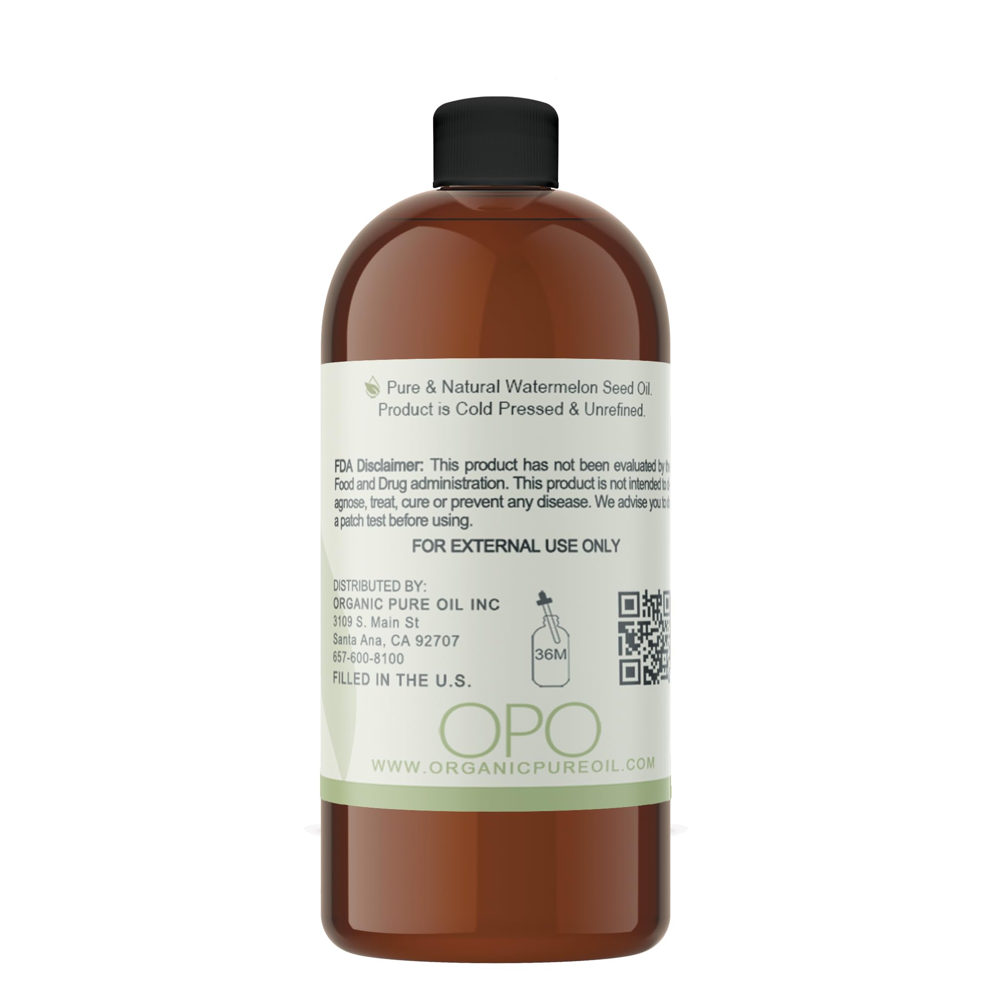 Organic Pure Oil Watermelon Seed Carrier Oil, Cold Pressed and Unrefined