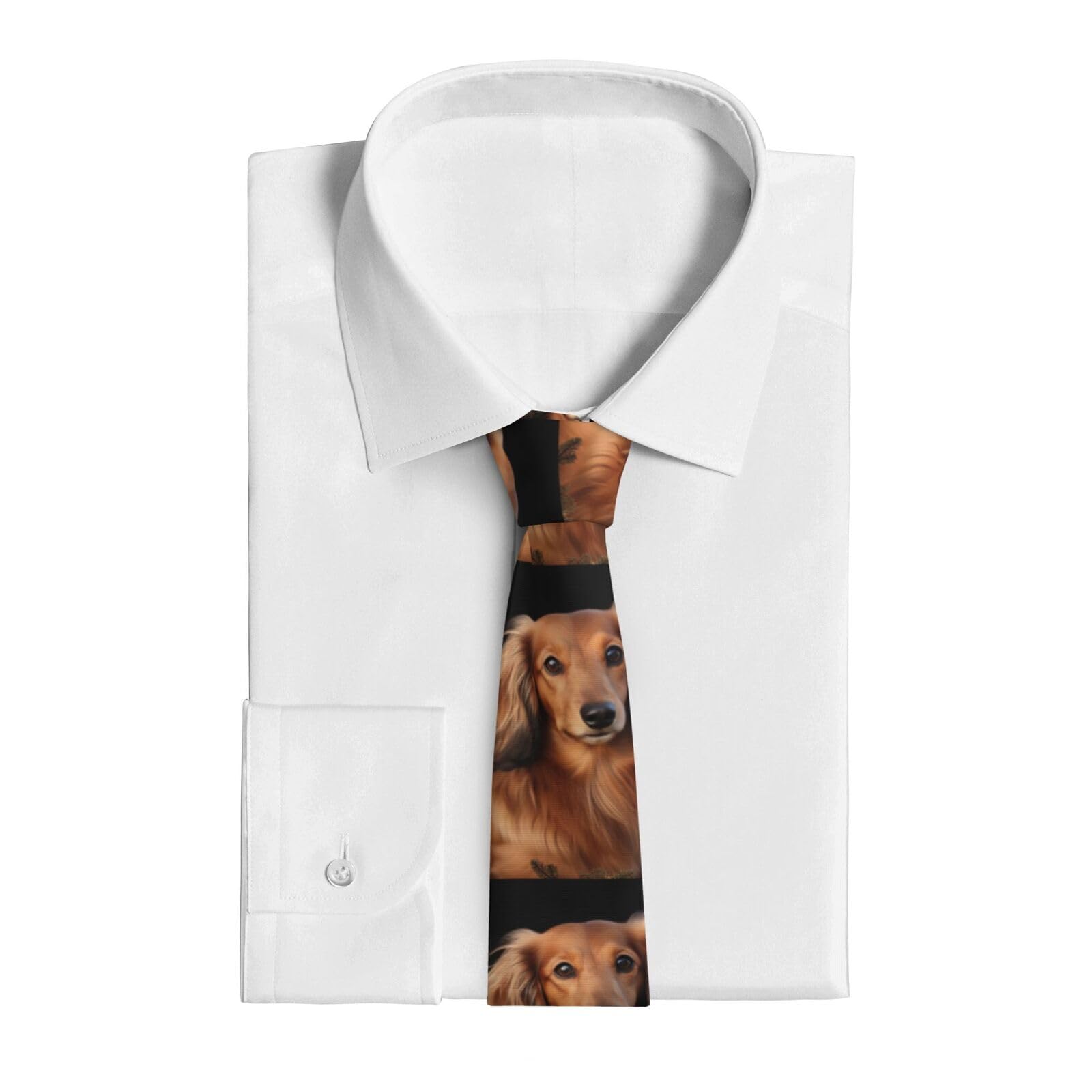 Anceky Long haired Dachshund Tie for Men's Neckties Silk Novelty NeckTies for Business Wedding